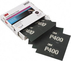 3M - 400 Grit, Aluminum Oxide TriangleSanding Sheet - 6-13/16" Long x 5-1/2" Wide, Extra Fine Grade, Weighted Paper Backing - Benchmark Tooling