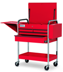 4 Drawer Red Service Cart with Lid; Rack & Tray - Benchmark Tooling