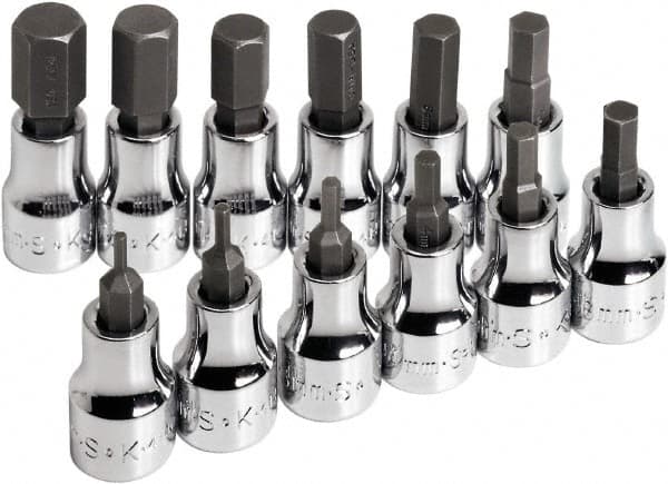 SK - 12 Piece 3/8" Drive Metric Hex Bit Socket Set - 2 to 12mm Hex - Benchmark Tooling