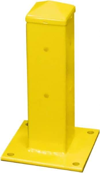 Hallowell - 18" High, Yellow Steel Post Protector - 7" Wide x 7" Long Mounting Plate, 13 Lb - Benchmark Tooling