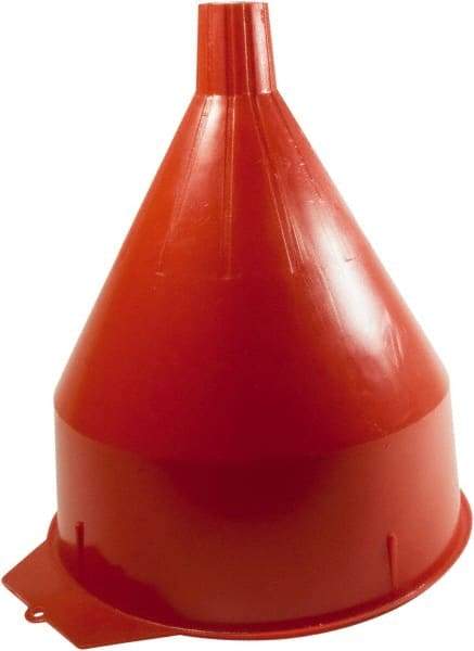 Funnel King - 6 Qt Capacity Polyethylene Funnel - 8-1/4" Mouth OD, 1-5/16" Tip OD, 1-5/8" Straight Spout, Red - Benchmark Tooling