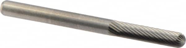 M.A. Ford - 1/8" Cut Diam, 1/8" Shank Diam, Cylinder with Radius Head Fine Cut Burr - Carbide, Radius End, 9/16" LOC, 1-1/2" OAL - Benchmark Tooling