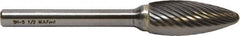 M.A. Ford - 3/4" Cut Diam, 1/4" Shank Diam, Flame Head Double Cut Burr - Carbide, Radius End, 1-5/8" LOC, 3-5/8" OAL - Benchmark Tooling