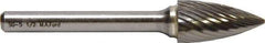 M.A. Ford - 1/8" Cut Diam, 1/8" Shank Diam, Tree Head Double Cut Burr - Carbide, Point End, 1/4" LOC, 1-1/2" OAL - Benchmark Tooling
