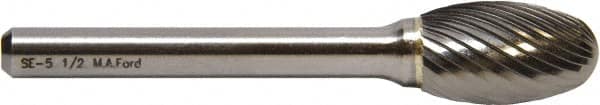 M.A. Ford - 6mm Cut Diam, 6mm Shank Diam, Oval Head Single Cut Burr - Carbide, Radius End, 9.5mm LOC, 50mm OAL - Benchmark Tooling