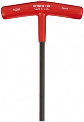 Bondhus - 6mm Hex, T-Handle Cushion Grip, Hex Key - 6" OAL, Protanium High Torque Steel, Metric System of Measurement - Benchmark Tooling
