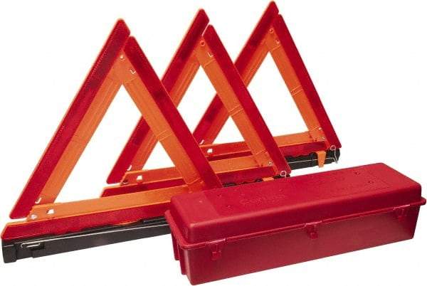 PRO-SAFE - 4 Piece, Highway Triangle Safety Kit - 3 Reflective Triangles, Case - Benchmark Tooling