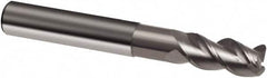 Guhring - 3/8", 9/16" LOC, 3/8" Shank Diam, 3" OAL, 3 Flute, Solid Carbide Square End Mill - Single End, Super-A Finish, Spiral Flute, 45° Helix, Right Hand Cut, Right Hand Flute, Series 3877 - Benchmark Tooling