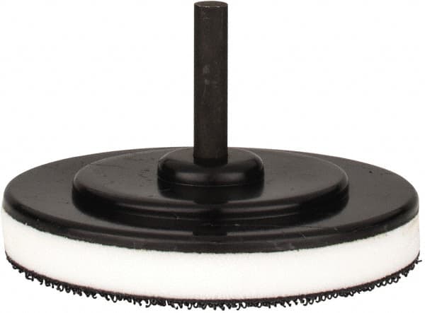 Tru-Maxx - 3" Diam Hook & Loop Disc Backing Pad - 1/4" Shank Diam, Medium Density, 15,500 RPM - Benchmark Tooling
