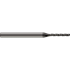 Ball End Mill: 0.04″ Dia, 0.325″ LOC, 3 Flute, Solid Carbide 2-1/2″ OAL, 1/8″ Shank Dia, 30 ° Helix, Amorphous Diamond Coated, Single End