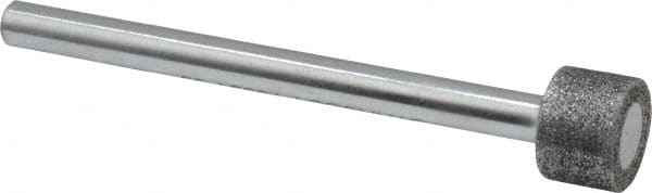 Strauss - 0.591" Head Diam x 0.394" Head Thickness CBN Grinding Pin - 1/4" Shank Diam x 3-1/2" Shank Length, Medium Grade, 80 Grit - Benchmark Tooling