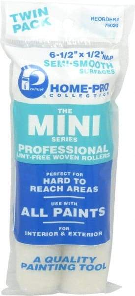 Premier Paint Roller - 1/2" Nap, Mini Paint Roller - 6-1/2" Wide, Includes Roller Cover - Benchmark Tooling