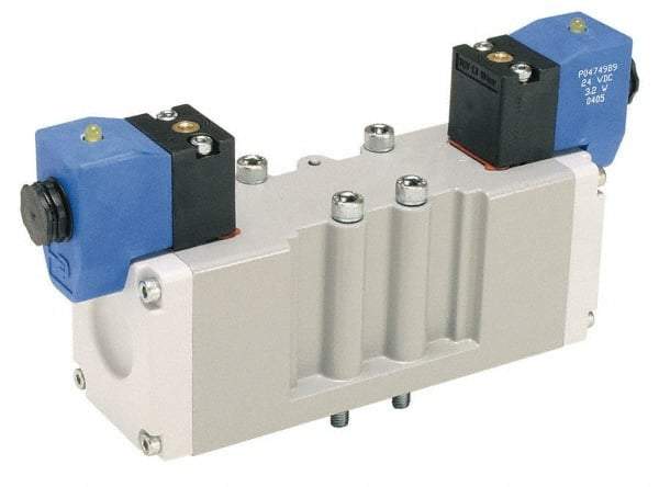 Parker - Double Solenoid 3 Position, Aluminum Solenoid Valve - Center Exhaust Open, Nitrile Seal - Benchmark Tooling