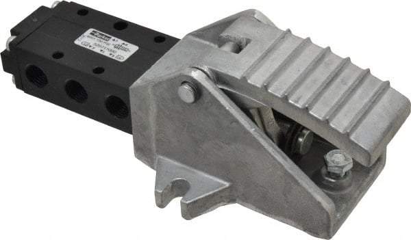 Parker - 0.83 CV Rate, 1/4" NPT Inlet Direct Air 4 Mechanical Spool Valve - 4 Way, 2 Position, 150 Max psi, Pedal Spring Return - Benchmark Tooling