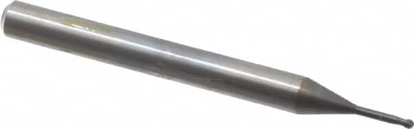 OSG - 1mm Diam, 0.8mm LOC, 2 Flute Solid Carbide Ball End Mill - WXL Finish, Single End, 45mm OAL, 4mm Shank Diam, Spiral Flute - Benchmark Tooling