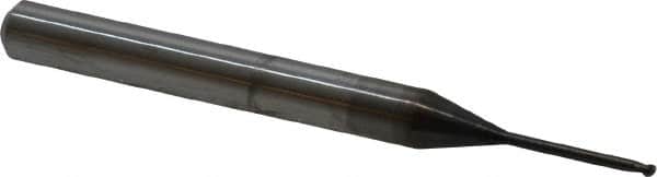 OSG - 1mm Diam, 0.8mm LOC, 2 Flute Solid Carbide Ball End Mill - WXL Finish, Single End, 45mm OAL, 4mm Shank Diam, Spiral Flute - Benchmark Tooling