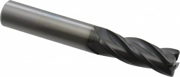 OSG - 3/8", 4 Flute, Single End, Solid Carbide, 0.03" Corner Radius End Mill - 2-1/2" OAL, 30° Helix, Right Hand Flute, 1" LOC, Right Hand Cut - Benchmark Tooling