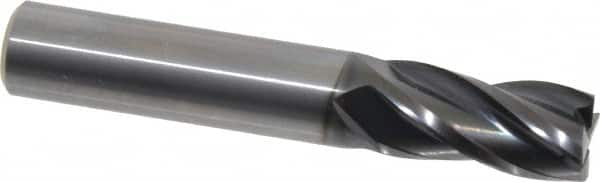 OSG - 1/2", 4 Flute, Single End, Solid Carbide, 0.02" Corner Radius End Mill - 3" OAL, 30° Helix, Right Hand Flute, 1" LOC, Right Hand Cut - Benchmark Tooling