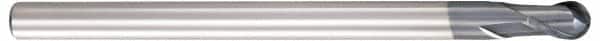 OSG - 10mm Diam, 15mm LOC, 2 Flute Solid Carbide Ball End Mill - WXL Finish, Single End, 100mm OAL, 10mm Shank Diam, Spiral Flute - Benchmark Tooling