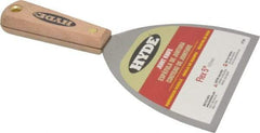 Hyde Tools - 5" Wide Steel Putty Knife - Flexible, Hardwood Handle, 8-1/4" OAL - Benchmark Tooling