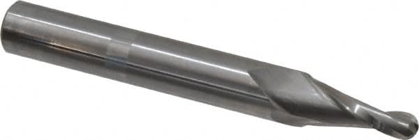 Onsrud - 1/4" Cutting Diam x 1" Length of Cut, 2 Flute, Upcut Spiral Router Bit - Uncoated, Right Hand Cut, Solid Carbide, 4" OAL x 1/2" Shank Diam, Ball End Taper - Benchmark Tooling