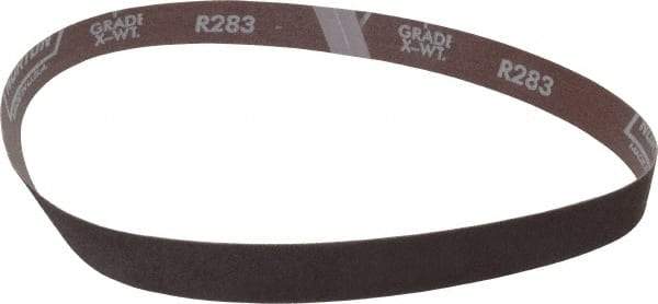 Norton - 1" Wide x 30" OAL, 80 Grit, Aluminum Oxide Abrasive Belt - Aluminum Oxide, Medium, Coated, X Weighted Cloth Backing, Series R283 - Benchmark Tooling