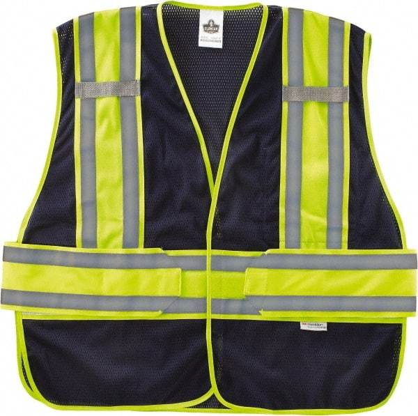 Ergodyne - Size XL/2XL High Visibility Navy Blue Mesh Expandable Vest - 48 to 56" Chest, Hook & Loop Closure, 1 Pocket, Polyester - Benchmark Tooling