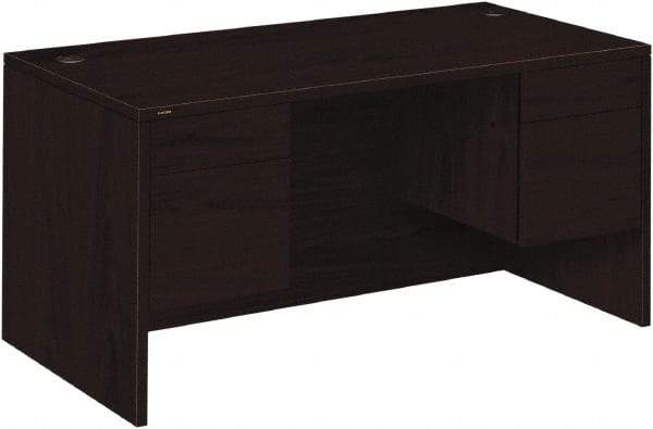 Hon - Woodgrain Laminate Double Pedestal Desk - 60" Wide x 30" Deep x 29-1/2" High, Mahogany - Benchmark Tooling