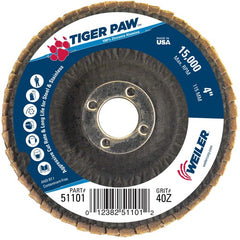 4″ Tiger Paw Abrasive Flap Disc, Flat, Phenolic Backing, 40Z, 5/8″ Arbor Hole - Benchmark Tooling