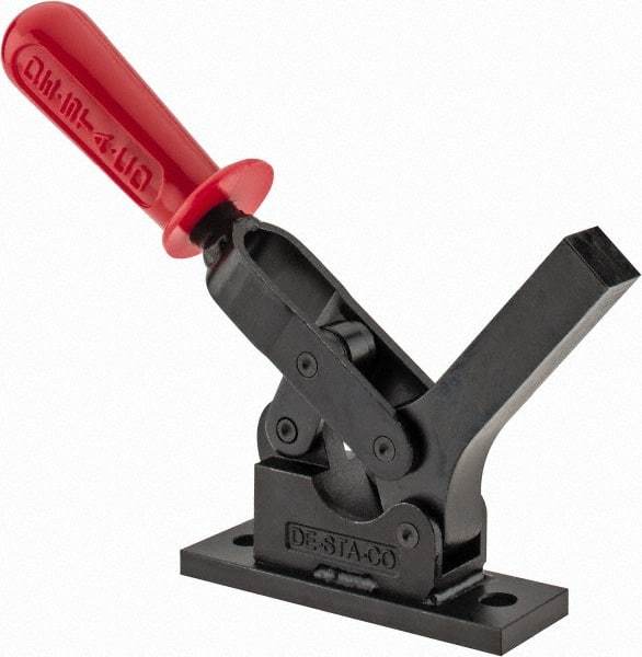 De-Sta-Co - 1,299 Lb Holding Capacity, Horizontal Handle, Manual Hold Down Toggle Clamp - 69° Handle Movement, 90° Bar Opening, Solid Bar, Flanged Base, Oxide Finish, Forged Alloy Steel - Benchmark Tooling