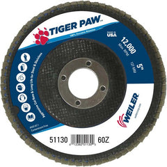 5″ Tiger Paw Abrasive Flap Disc, Flat, Phenolic Backing, 60Z, 7/8″ Arbor Hole - Benchmark Tooling