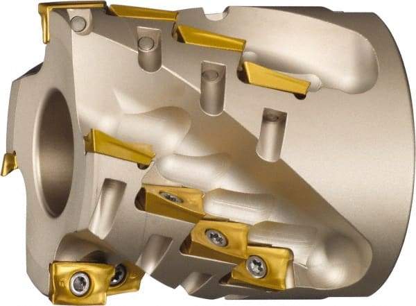 Sumitomo - 16 Inserts, 63mm Cut Diam, 27mm Arbor Diam, 53mm Max Depth of Cut, Indexable Square-Shoulder Face Mill - 70mm High, AX.T 1235 Insert Compatibility, Through Coolant, Series WaveMill - Benchmark Tooling