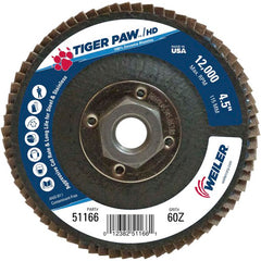 4 1/2″ × 5/8″-11-60 Grit - T27 Tiger Paw High Density Zirc Flap Disc Phenolic Back - Benchmark Tooling