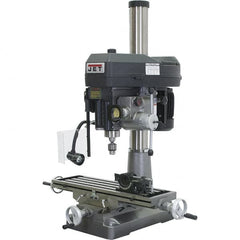 Jet - 1 Phase, 15-7/8" Swing, Variable Speed Pulley Mill Drill Combination - 9-1/2" Table Length x 32-1/4" Table Width, 20-1/2" Longitudinal Travel, 7" Cross Travel, 12 Spindle Speeds, 2 hp, 230 Volts - Benchmark Tooling