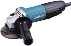 Makita - 4-1/2" Wheel Diam, 11,000 RPM, Corded Angle & Disc Grinder - 5/8-11 Spindle, 120 Volts, 6 Amps - Benchmark Tooling