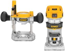 DeWALT - 16,000 to 27,000 RPM, 1.25 HP, 7 Amp, Fixed and Plunge Combination Electric Router - 115 Volts, 1/4 Inch Collet - Benchmark Tooling