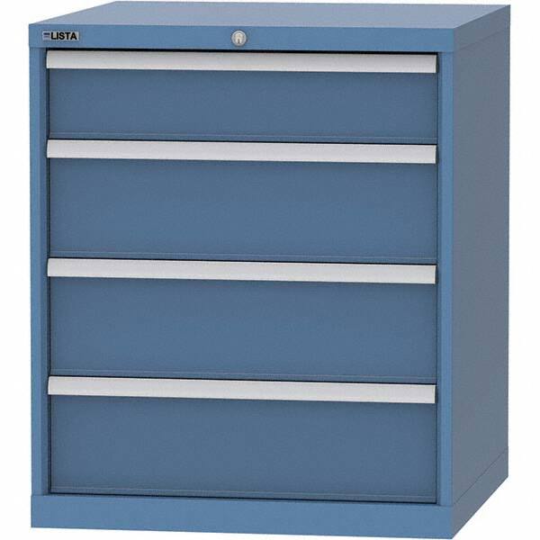 LISTA - 4 Drawer, 45 Compartment Bright Blue Steel Modular Storage Cabinet - Benchmark Tooling