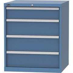 LISTA - 4 Drawer, 45 Compartment Bright Blue Steel Modular Storage Cabinet - Benchmark Tooling