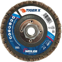 4 1/2″ Diameter - Tiger X Flap Disc, Flat, Phenolic Backing, 80Z, 5/8″-11 Diameter - Arbor Hole - Benchmark Tooling