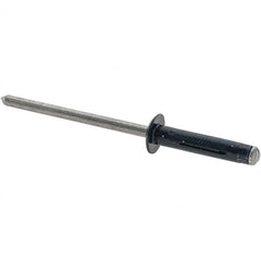 Made in USA - Large Flange Head Aluminum Peel Blind Rivet - Steel Mandrel, 0.039" to 3/8" Grip, 0.313" Head Diam, 0.156" Max Hole Diam, 0.717" Length Under Head, - Benchmark Tooling