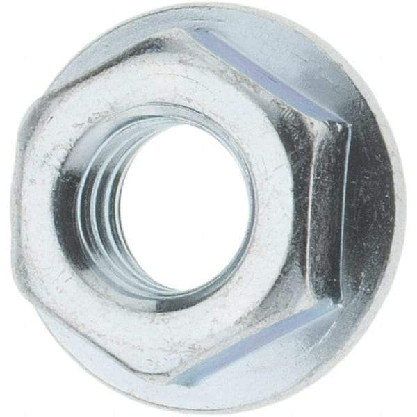 Value Collection - 5/16-18, 0.68" Flange Diam, Serrated Flange Nut - Grade Grade 2 Steel, Zinc-Plated Finish, 0.283" Flange Height - Benchmark Tooling