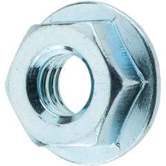 Value Collection - 1/4-20, 19/32" Flange Diam, Serrated Flange Nut - Grade Grade 2 Steel, Zinc-Plated Finish, 0.236" Flange Height - Benchmark Tooling