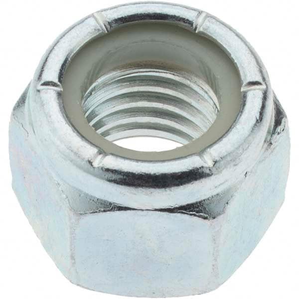 Value Collection - 1/2-13 UNC Grade 2 Hex Lock Nut with Nylon Insert - 3/4" Width Across Flats, 39/64" High, Zinc-Plated Finish - Benchmark Tooling