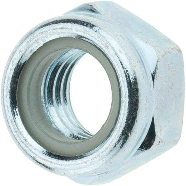 Value Collection - M12x1.75 Metric Coarse Class 8 Hex Lock Nut with Nylon Insert - 12mm High, Zinc-Plated Finish - Benchmark Tooling