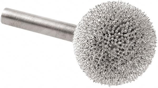 KUTZALL - 1" Cut Diam, 1/4" Shank Diam, Ball Head Burr - Carbide - Benchmark Tooling