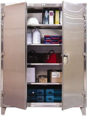 Strong Hold - 4 Shelf Locking Storage Cabinet - Stainless Steel, 48" Wide x 24" Deep x 72" High, Dark Gray - Benchmark Tooling