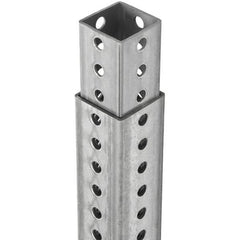 TAPCO - 4' High, Galvanized Traffic Sign Post - Steel, 7/16" Hole Diam, Silver - Benchmark Tooling