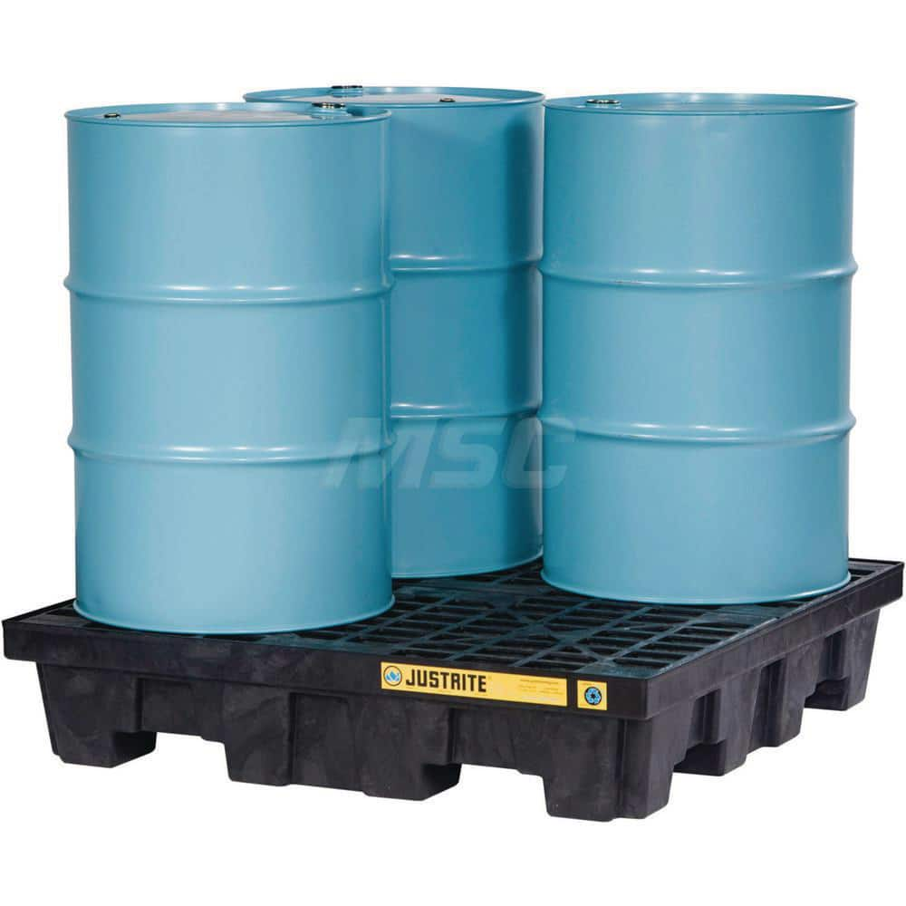 Justrite - Spill Pallets, Platforms, Sumps & Basins; Type: EcoPolyBlend? Spill Control Pallets ; Number of Drums: 4 ; Sump Capacity (Gal.): 73.00 ; Load Capacity (Lb.): 5000.000 ; Material: Polyethylene ; Height (Inch): 10.25 - Exact Industrial Supply