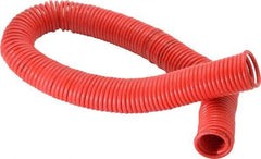 PRO-SOURCE - 1/8" ID, 1/8 Thread, 50' Long, Red Nylon Coiled & Self Storing Hose - 386 Max psi, No Fittings - Benchmark Tooling