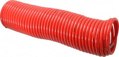 PRO-SOURCE - 3/8" ID, 3/8 Thread, 50' Long, Red Nylon Coiled & Self Storing Hose - 225 Max psi, Male Swivel x Male Swivel - Benchmark Tooling